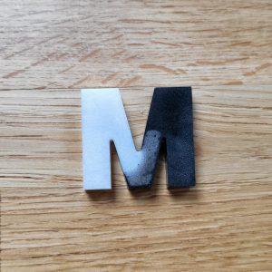 Letter M - Resin Alphabet Letter - Cruella DeVille Black & White