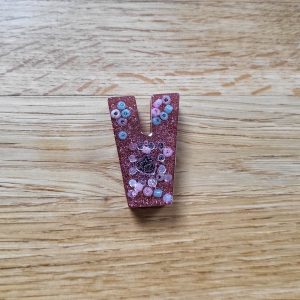 Letter V - Chunky Resin Alphabet Letter - Copper Bead