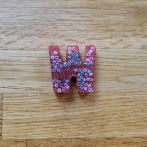 Letter W - Chunky Resin Alphabet Letter - Copper Bead